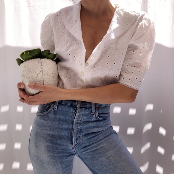 Vintage eyelet blouse M